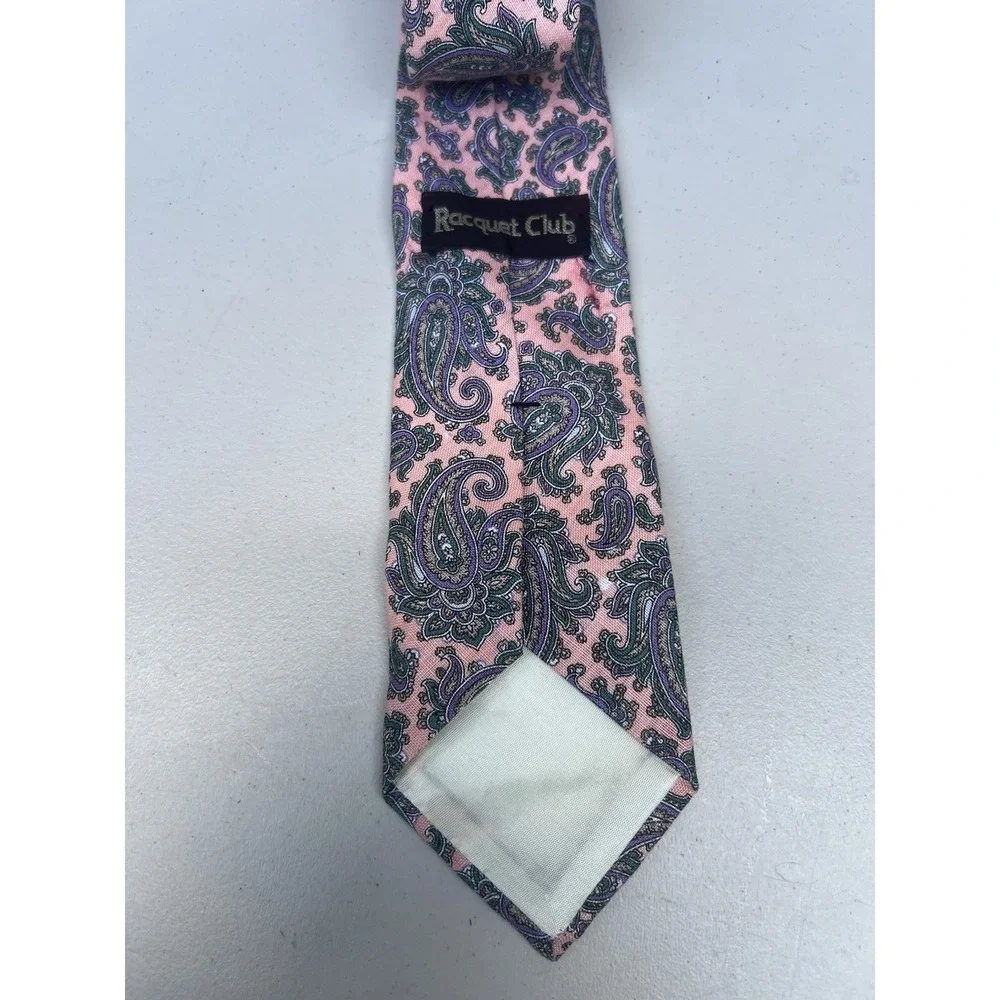 Briar Racquet Club Mens Tie Made in Italy Hand Sewn Pink Paisley 55